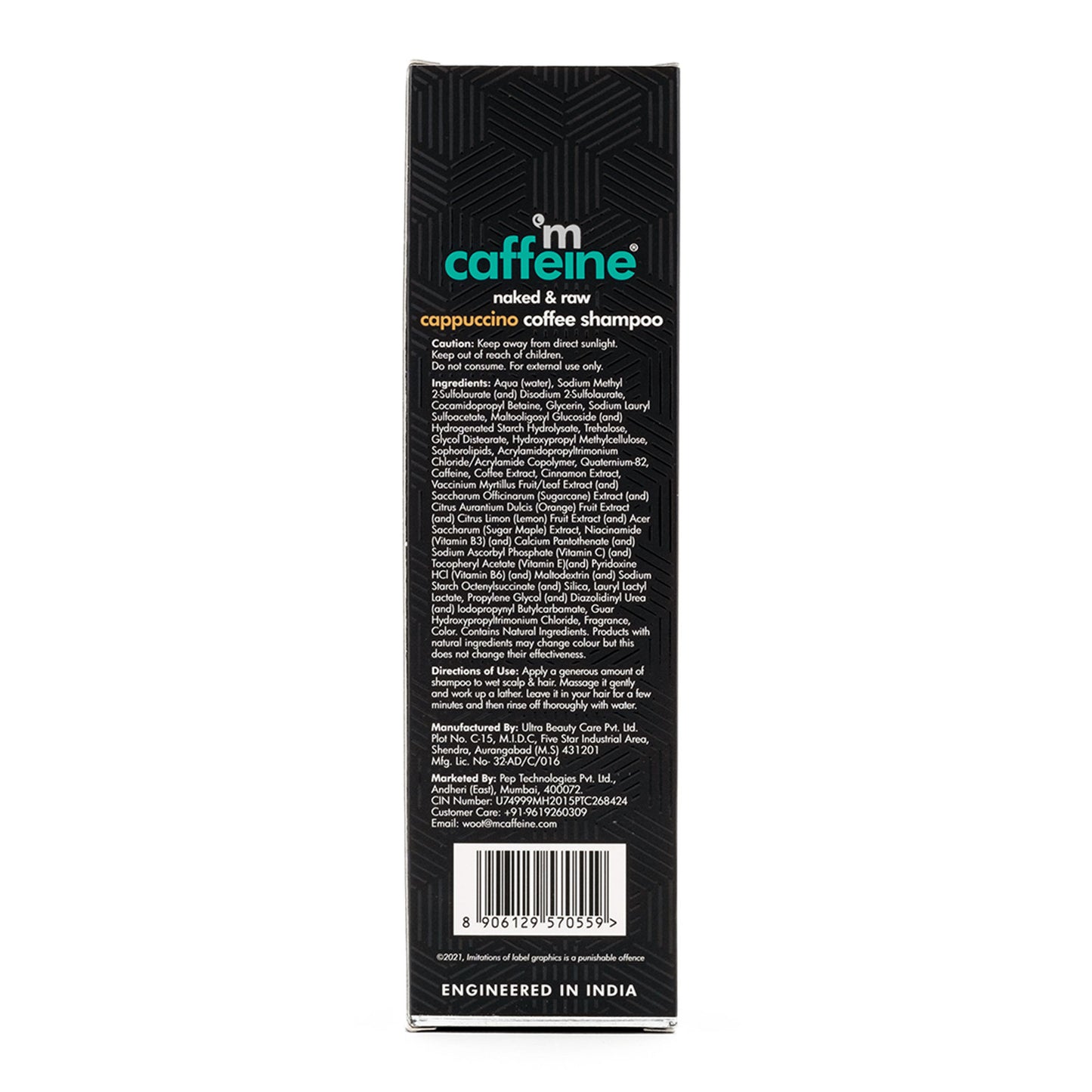 MCaffeine Anti Dandruff Cappuccino Coffee Shampoo With Coffee- Protein And Argan Oil