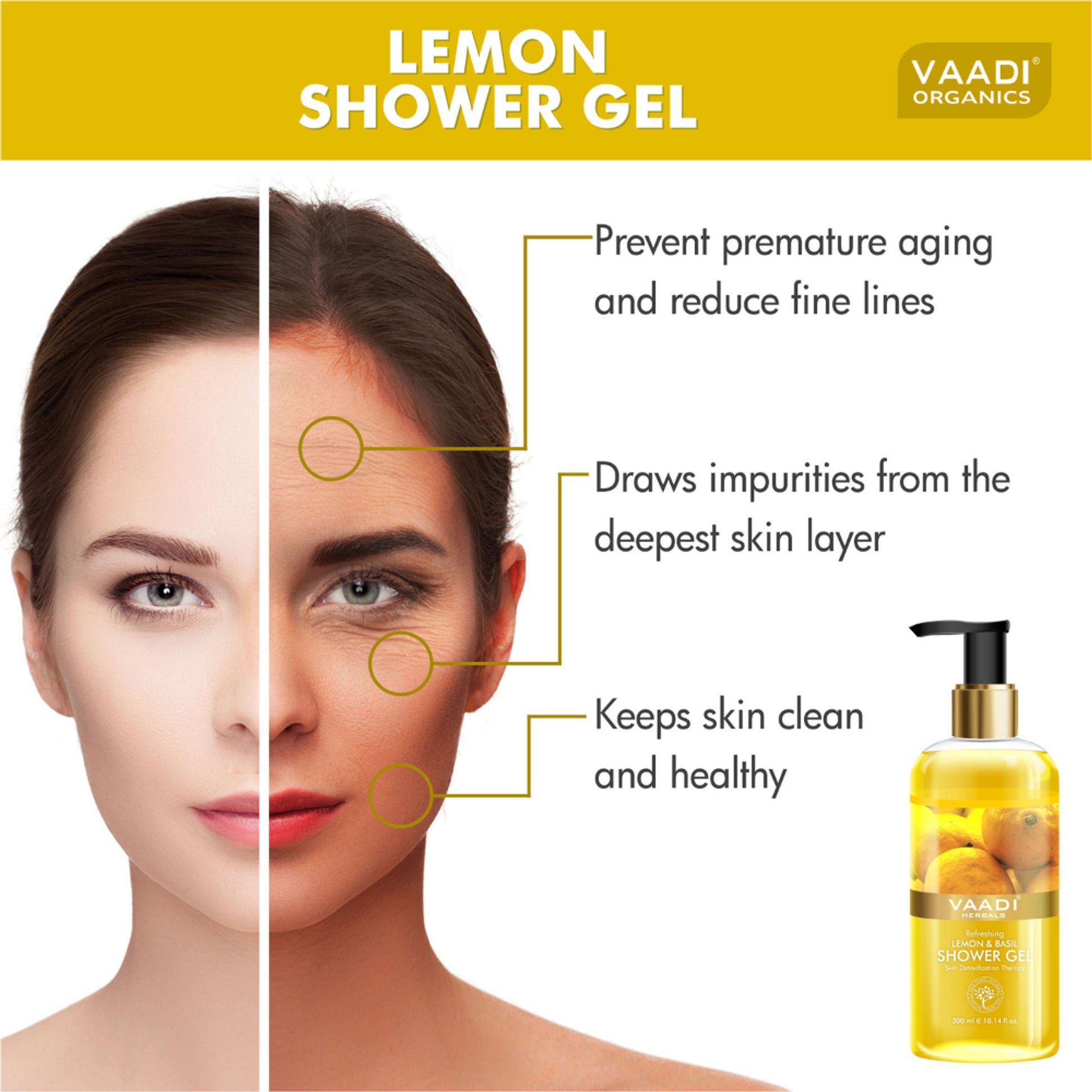 Vaadi Herbals Refreshing Lemon & Basil Shower Gel