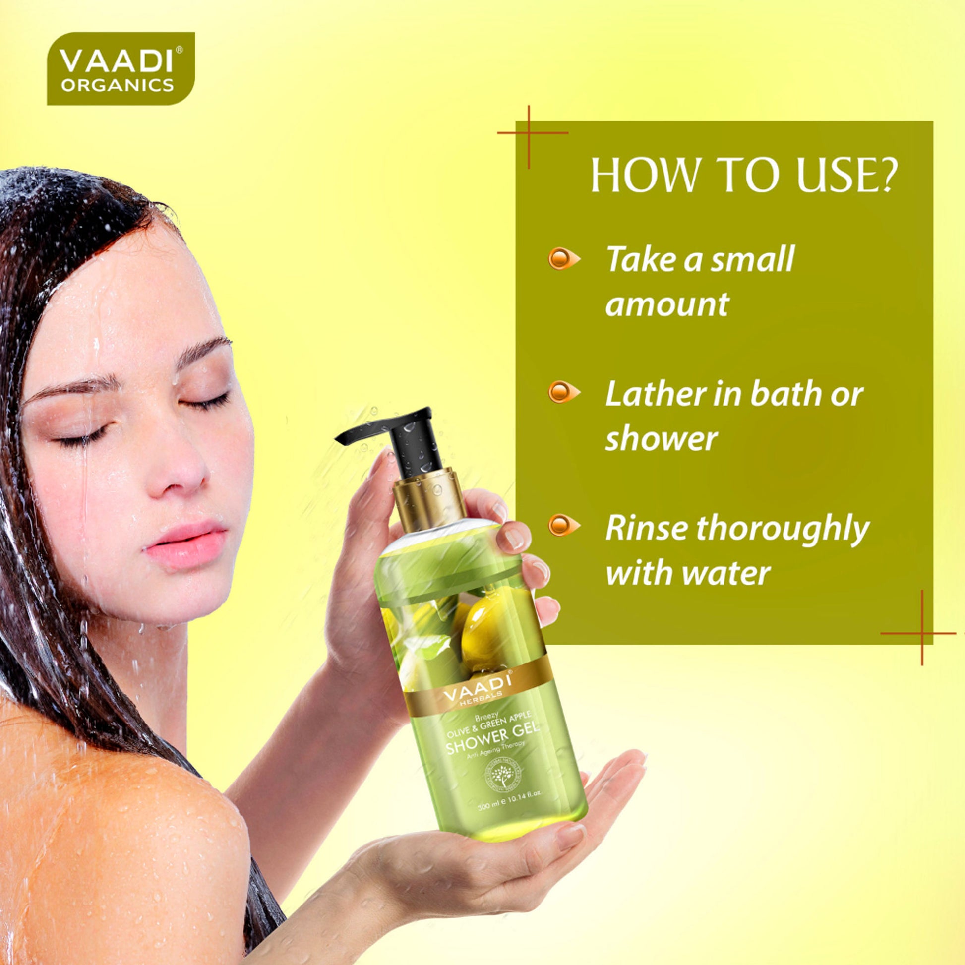 Vaadi Herbals Breezy Olive & Green Apple Shower Gel