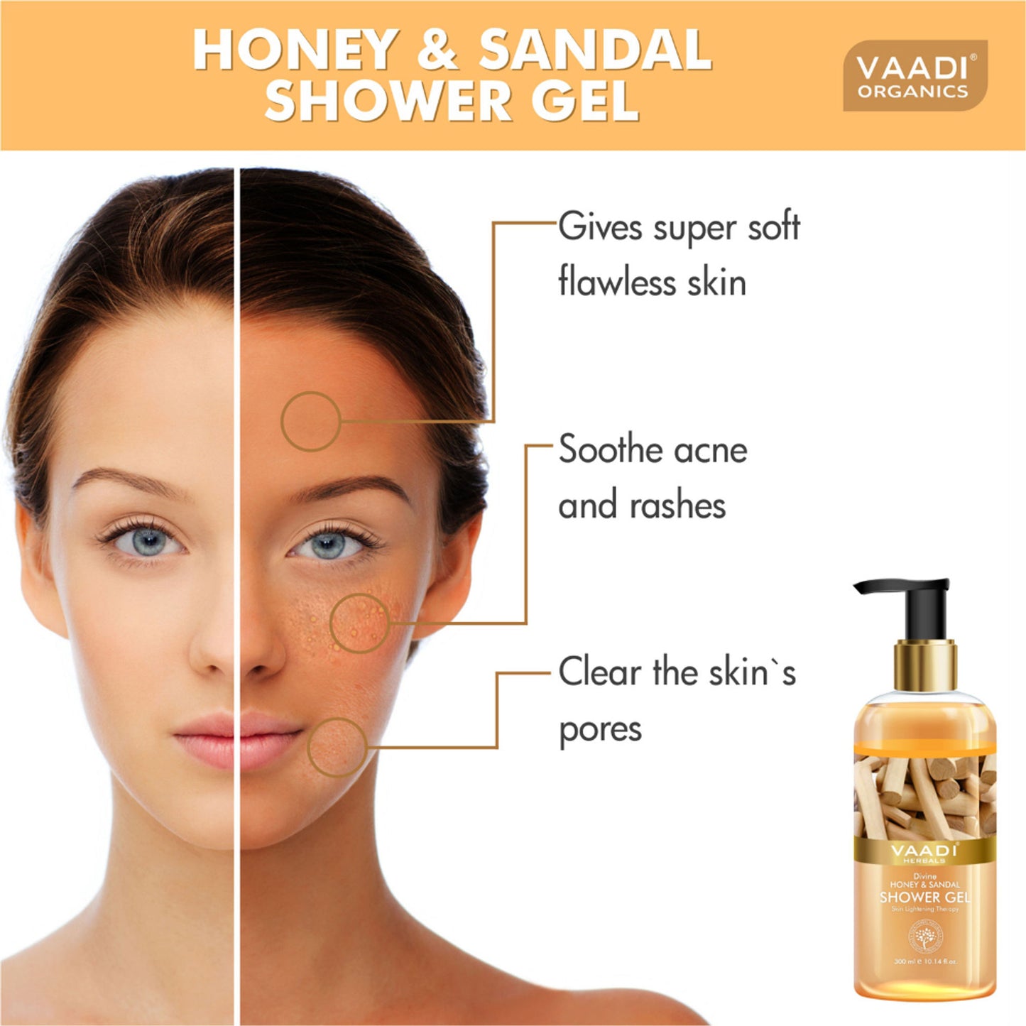 Vaadi Herbals Divine Honey & Sandal Shower Gel