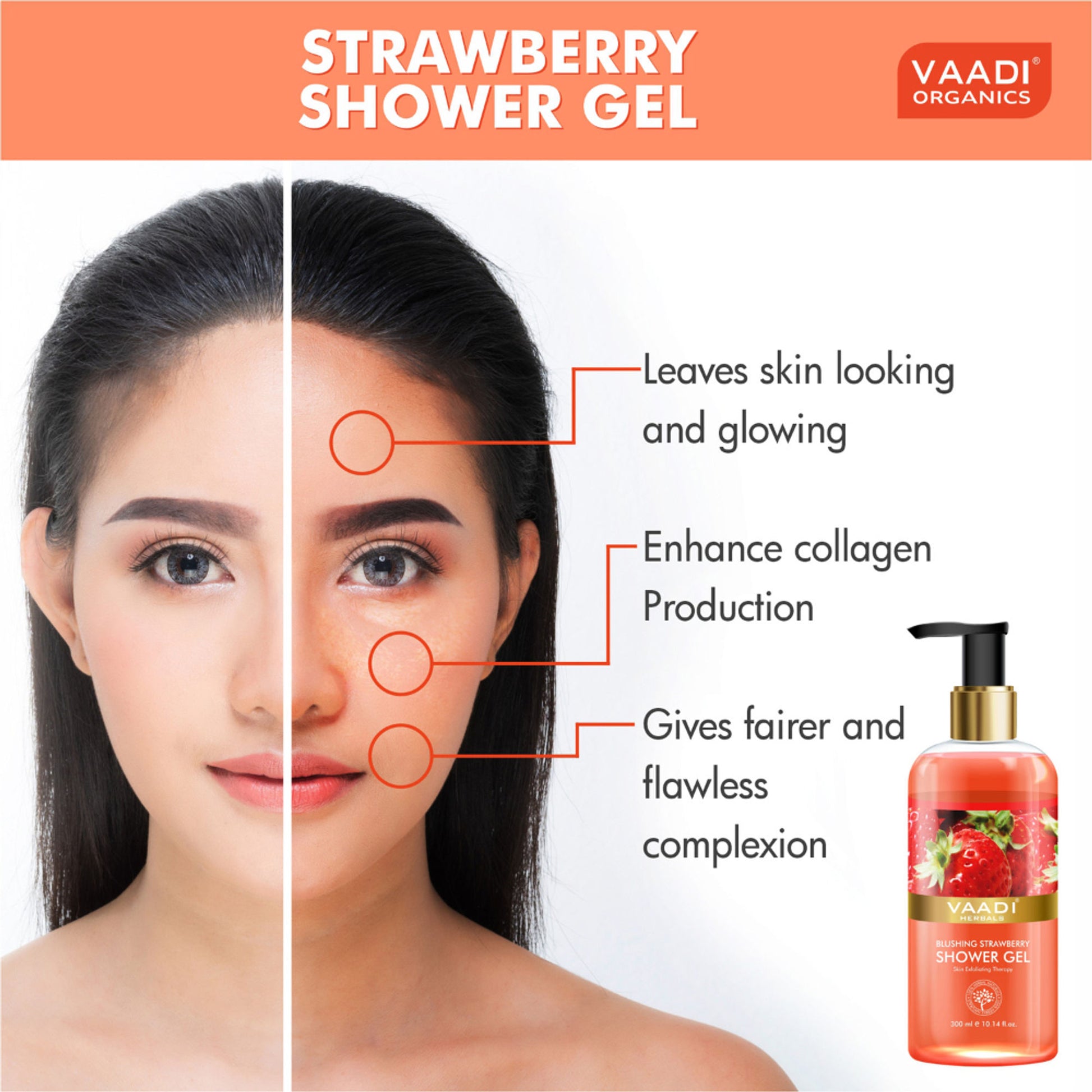 Vaadi Herbals Blushing Strawberry Shower Gel