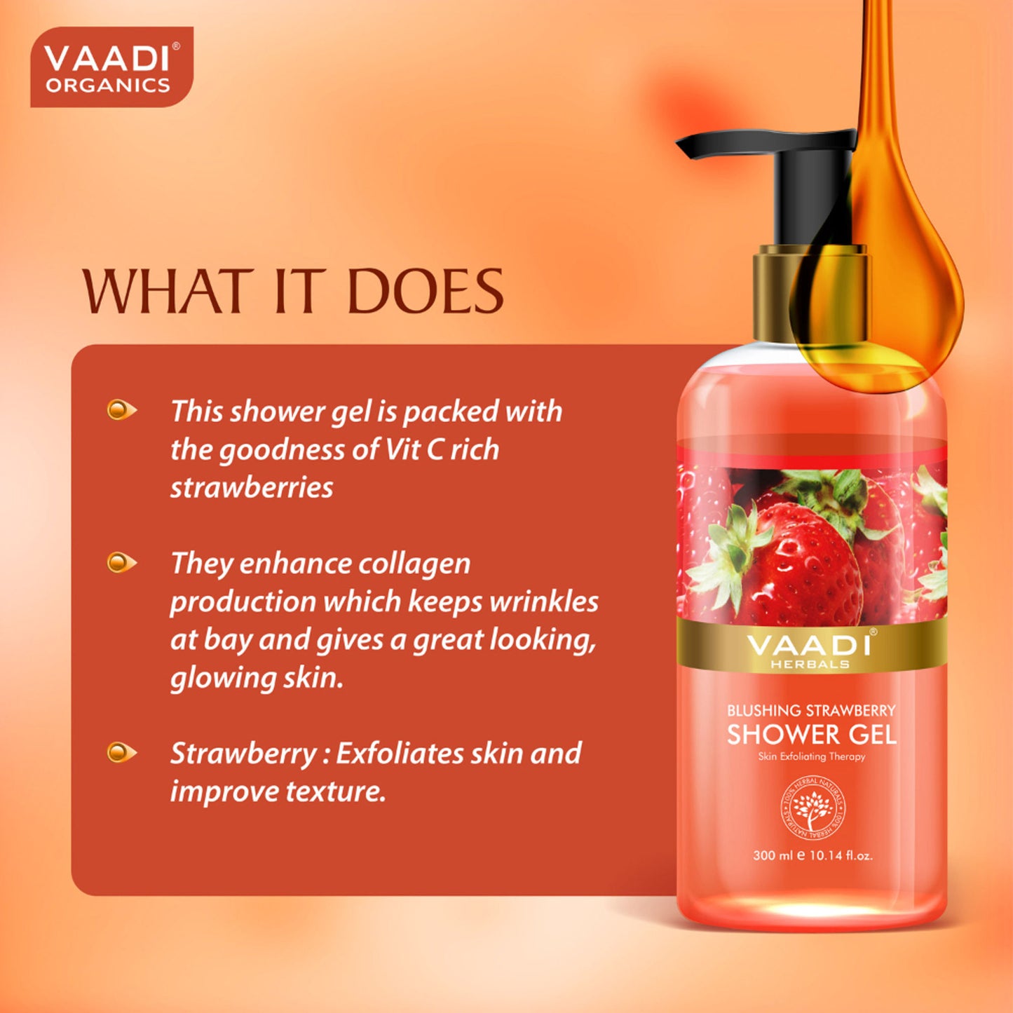 Vaadi Herbals Blushing Strawberry Shower Gel