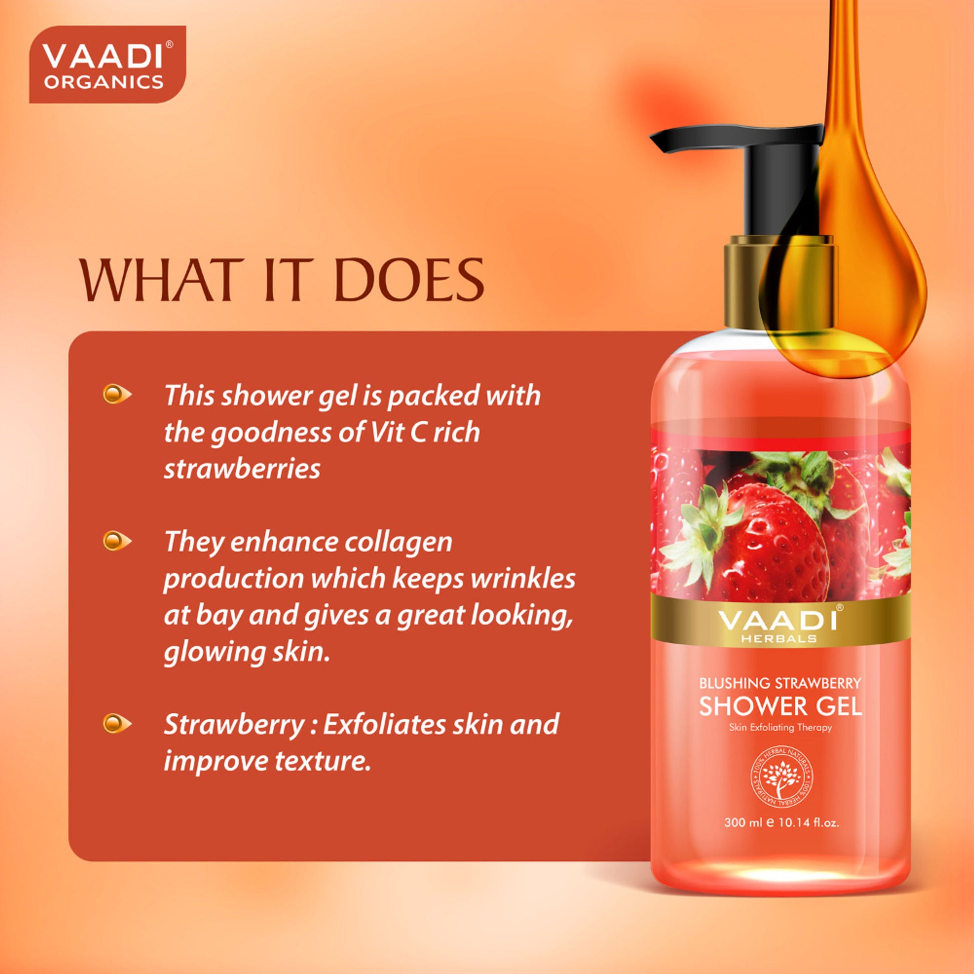 Vaadi Herbals Blushing Strawberry Shower Gel