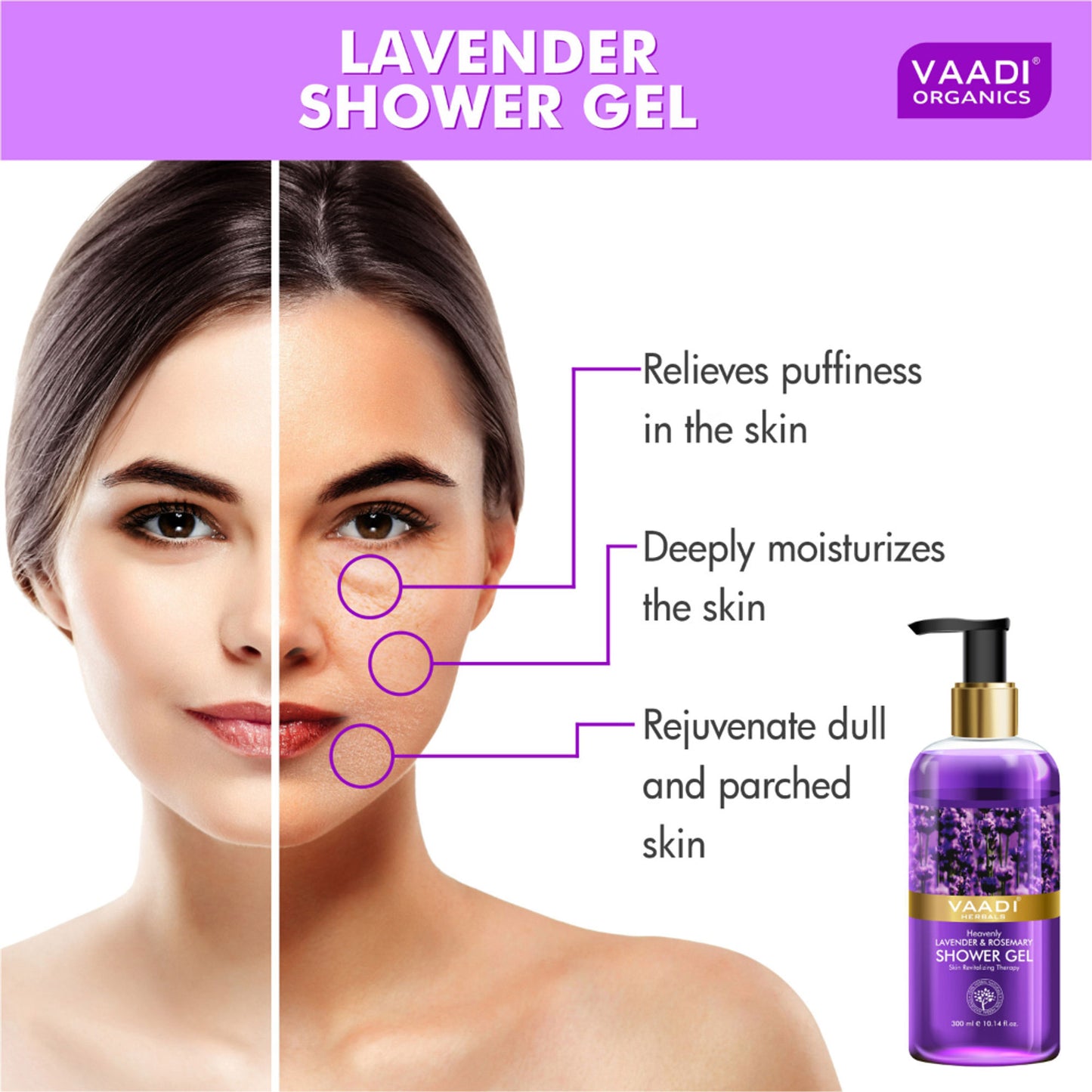 Vaadi Herbals Heavenly Lavender & Rosemary Shower Gel (Pack of 2)