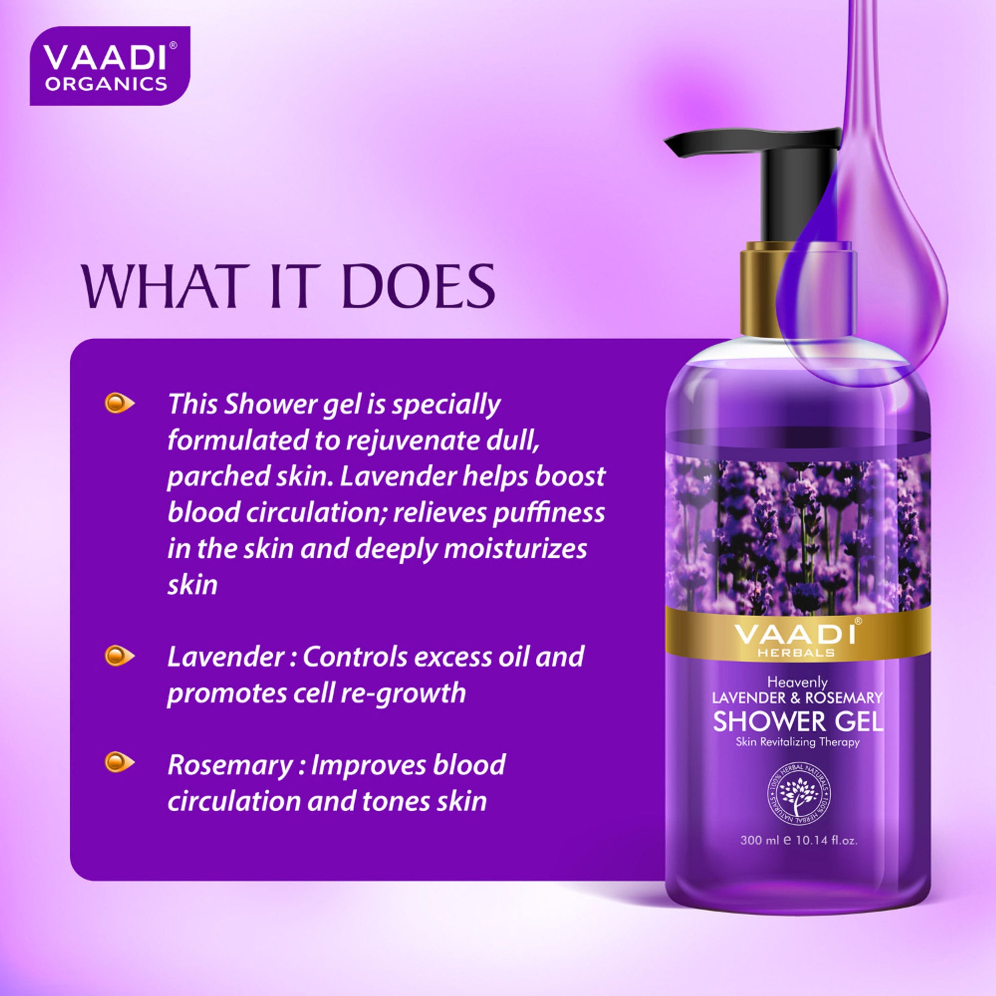 Vaadi Herbals Heavenly Lavender & Rosemary Shower Gel (Pack of 2)