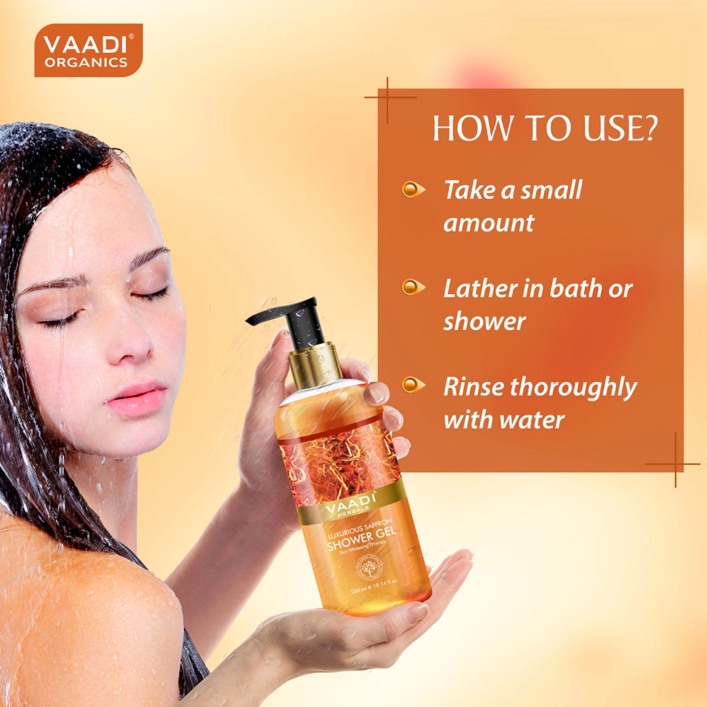Vaadi Herbals Luxurious Saffron Shower Gel (Pack of 2)