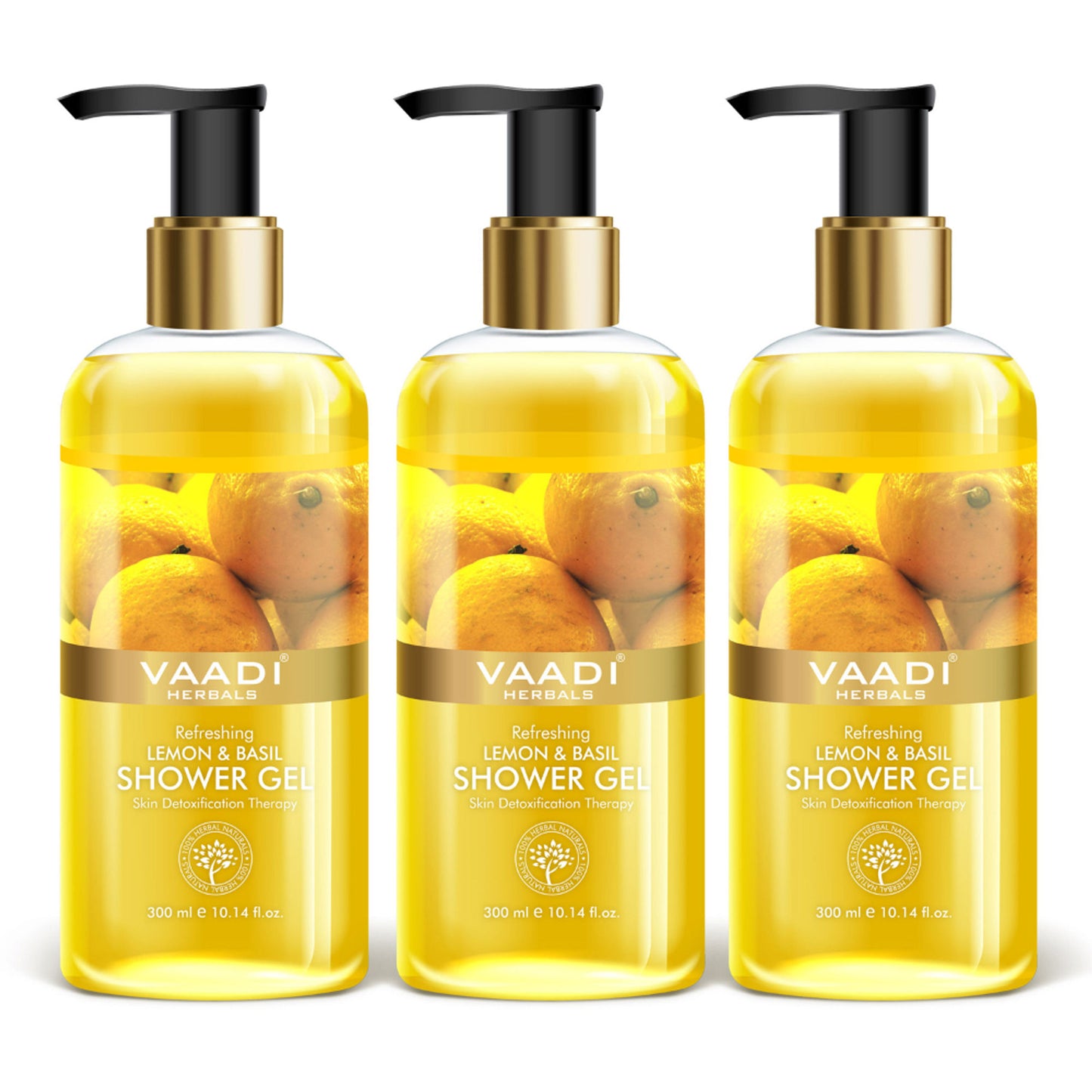 Vaadi Herbals Refreshing Lemon & Basil Shower Gel (Pack of 3)