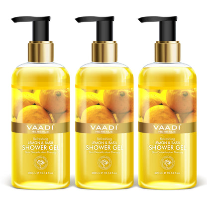 Vaadi Herbals Refreshing Lemon & Basil Shower Gel (Pack of 3)
