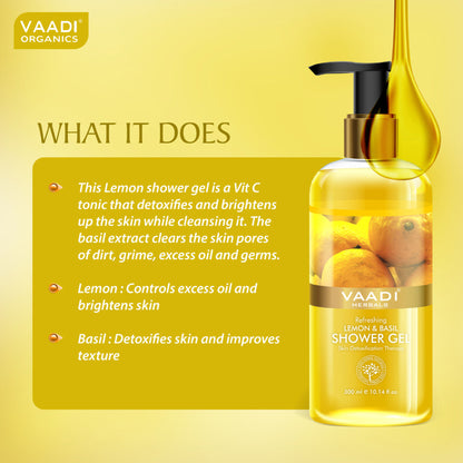 Vaadi Herbals Refreshing Lemon & Basil Shower Gel (Pack of 3)