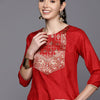 Dhiyona IE Ethnic Motifs Yoke Design Gotta Patti Detail Straight Kurta