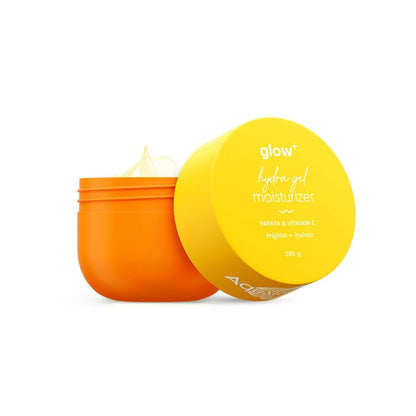 Aqualogica Glow+ Hydra Gel Moisturizer with Vitamin C and Papaya, non-sticky, quick-absorbing face moisturizer for radiant skin.