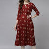 Dhiyona IE Women Maroon Keyhole Neck Kurta