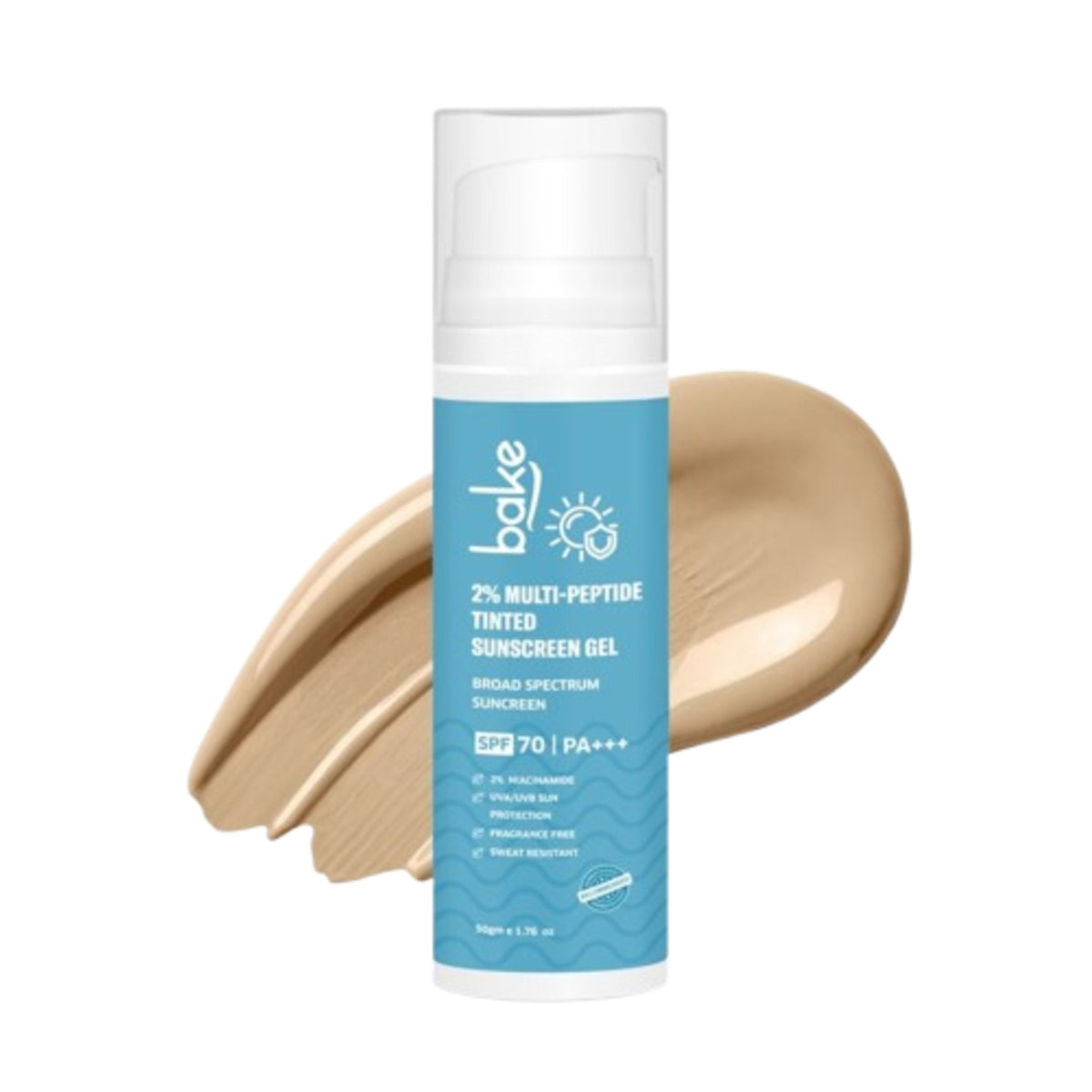 BAKE 2% Multi Peptide Tinted Sunscreen SPF 70 PA+++ For Broad Spectrum Sunscreen