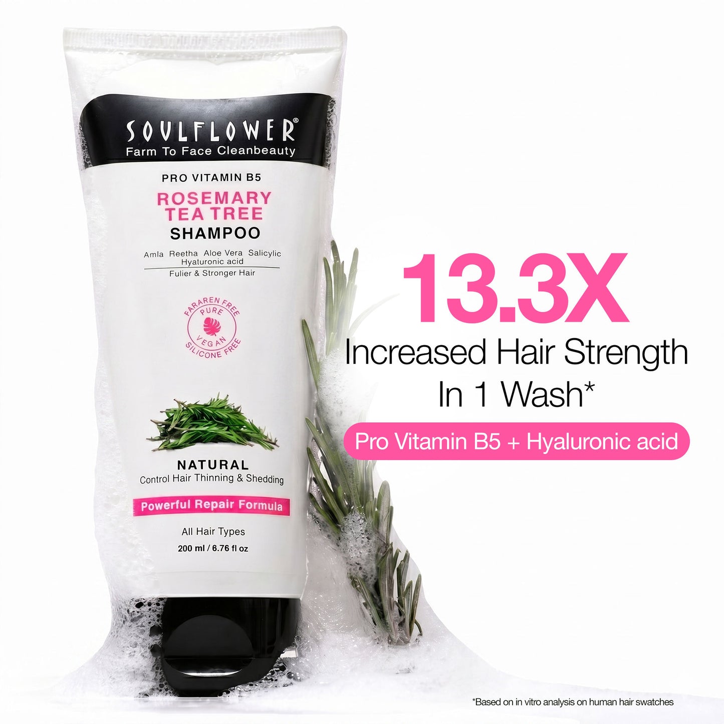 Soulflower Rosemary Tea Tree Anti-Hairfall Shampoo, Sulphate & Paraben Free, Reduces Split-Ends