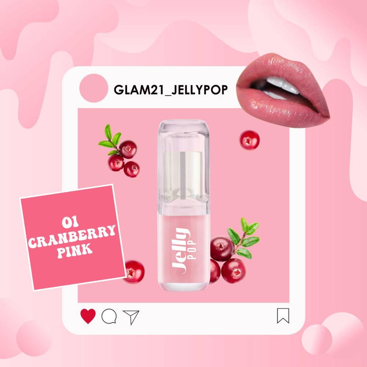 GLAM21 Jelly Pop Color Change Fruity Gel Lipstick - Cranberry Pink N Strawberry Red N Blueberry Purple