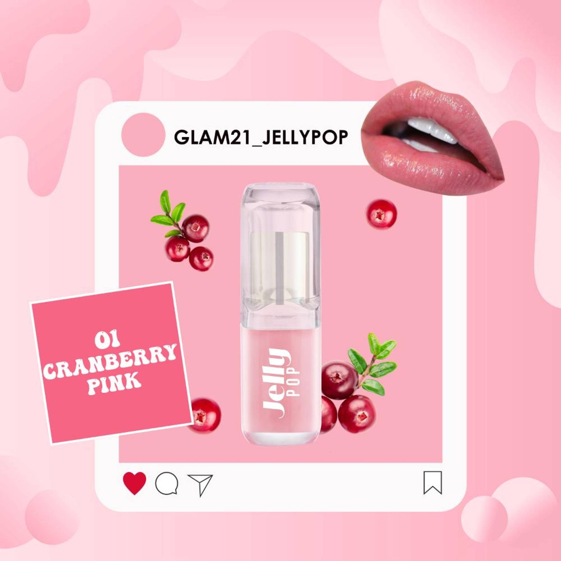 GLAM21 Jelly Pop Color Change Fruity Gel Lipstick - Cranberry Pink N Strawberry Red N Blueberry Purple