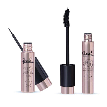 GLAM21 Hd Dense Mascara + Black Eyeliner Combo Pack