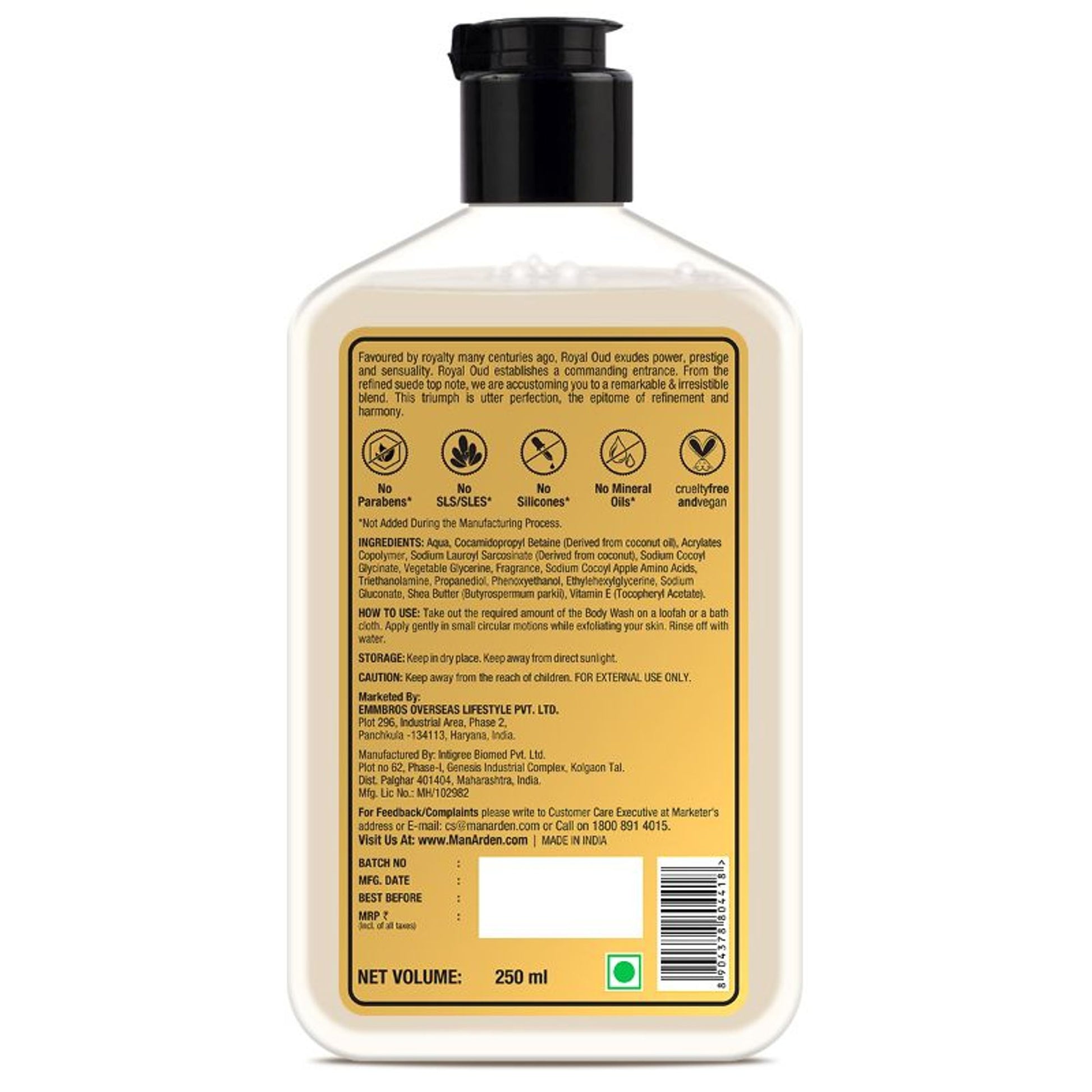Man Arden Oud Royal Luxury Body Wash Infused With Shea Butter & Vitamin E