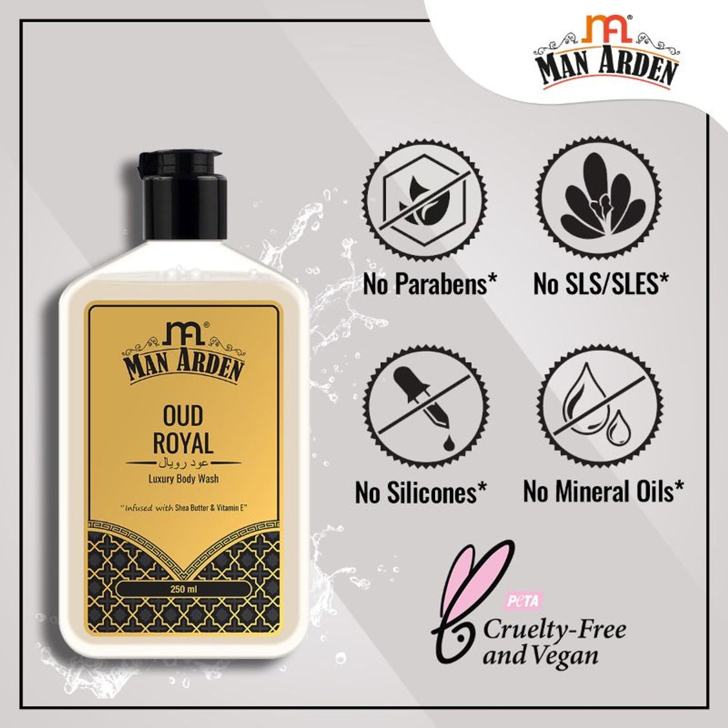Man Arden Oud Royal Luxury Body Wash Infused With Shea Butter & Vitamin E