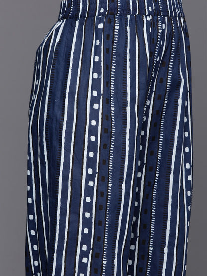 Indyancart VA Women's Printed Regular Pure Cotton Kurta with Trousers