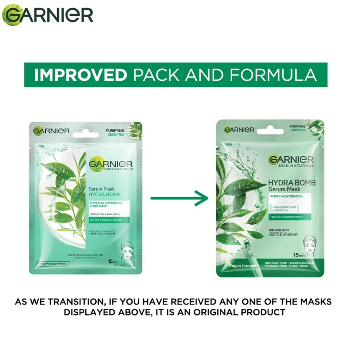 Garnier Skin Naturals Face Serum Sheet Mask - Green Tea