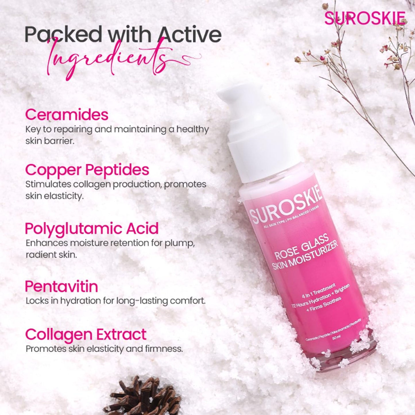 SUROSKIE Rose Glass Skin Moisturizer For Glowing & Hydrated Skin