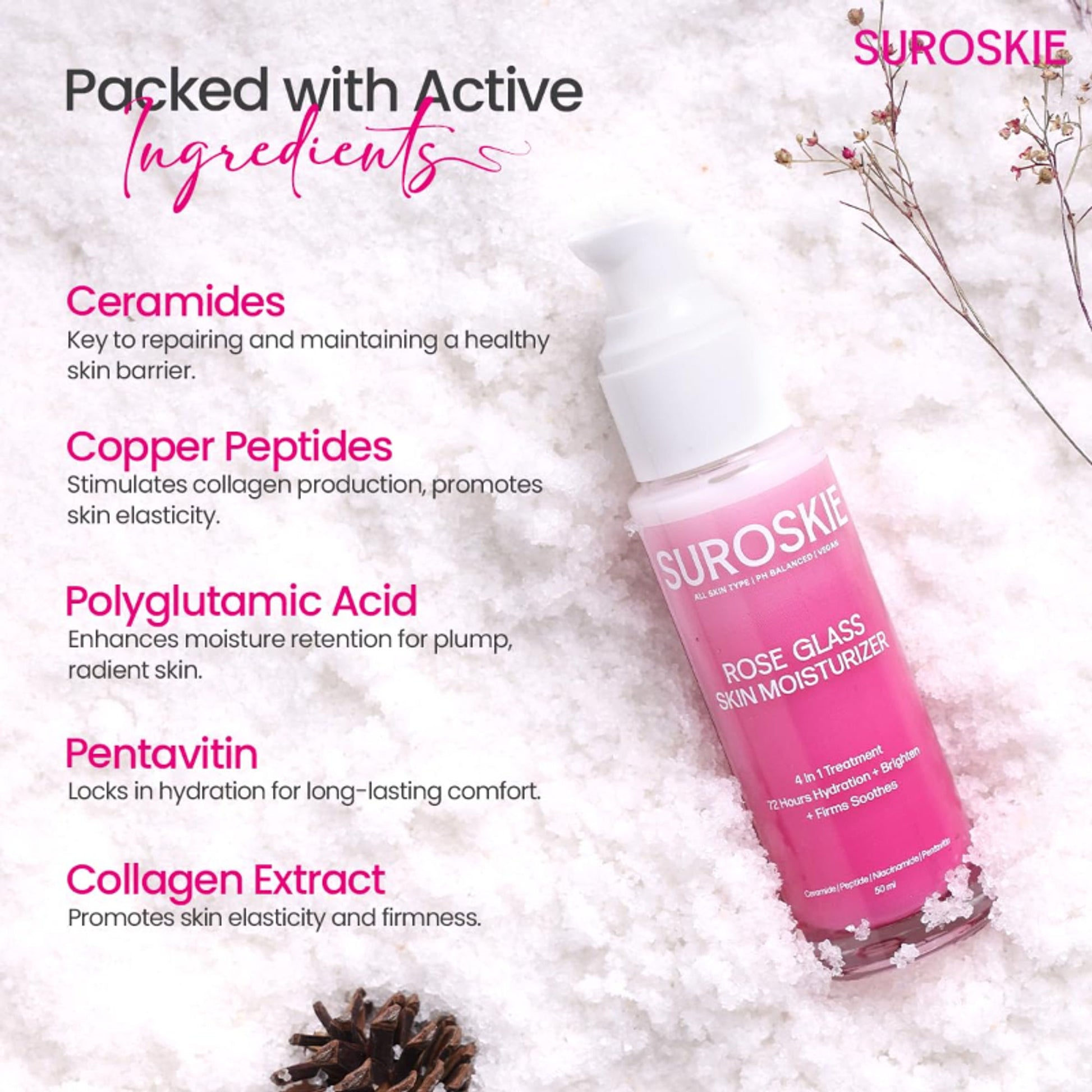 SUROSKIE Rose Glass Skin Moisturizer For Glowing & Hydrated Skin