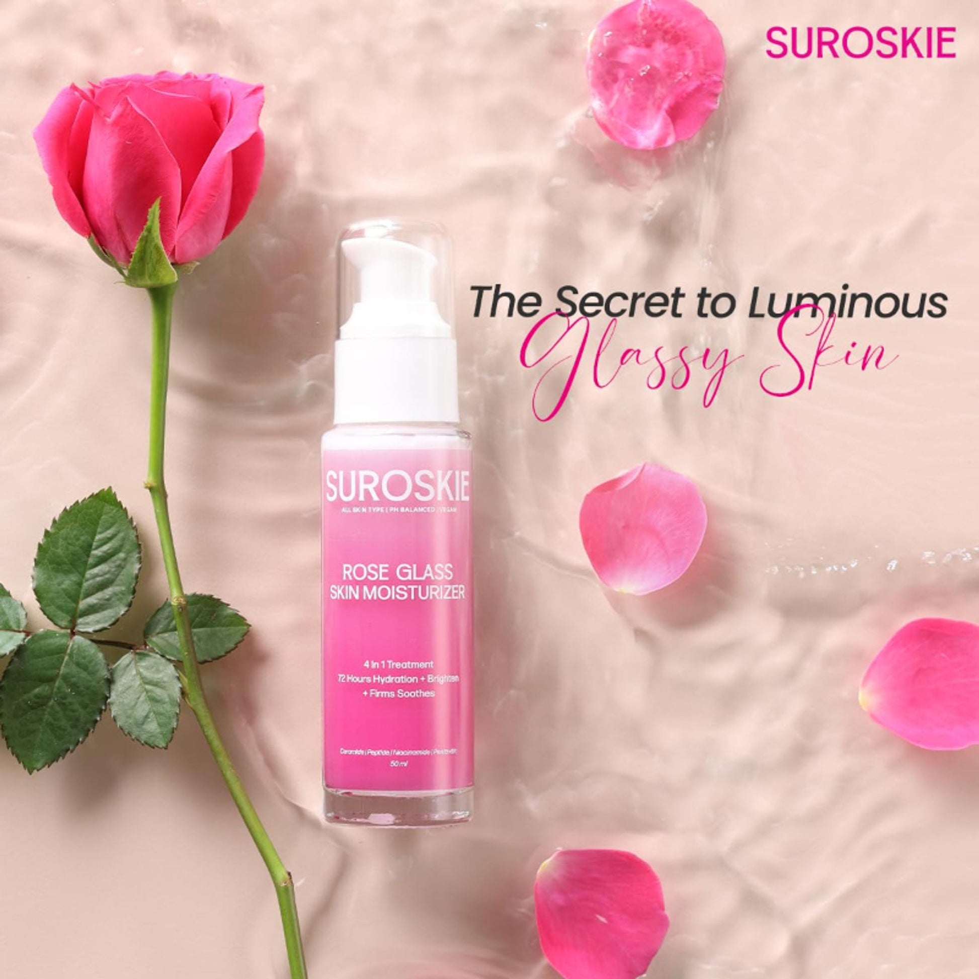 SUROSKIE Rose Glass Skin Moisturizer For Glowing & Hydrated Skin