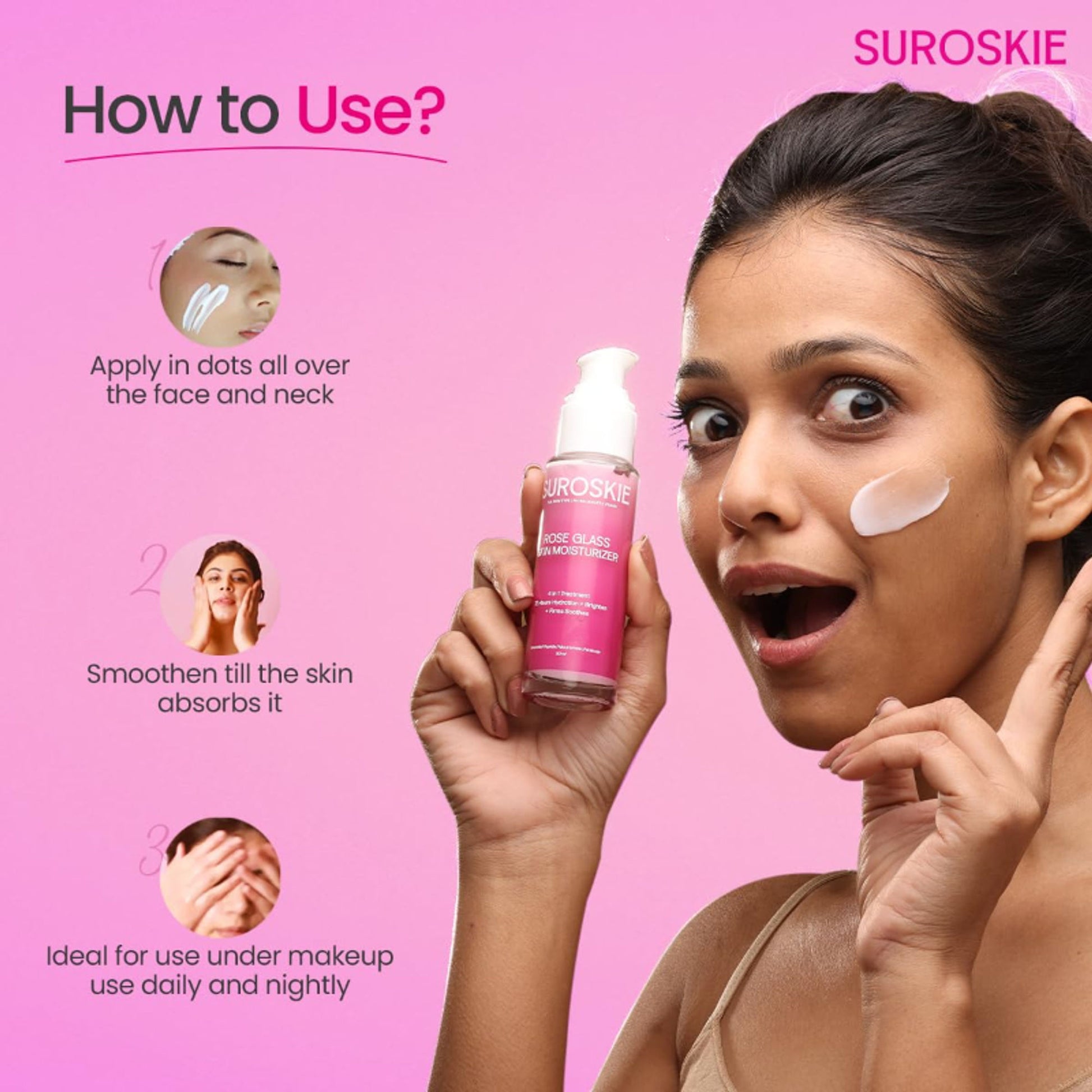 SUROSKIE Rose Glass Skin Moisturizer For Glowing & Hydrated Skin