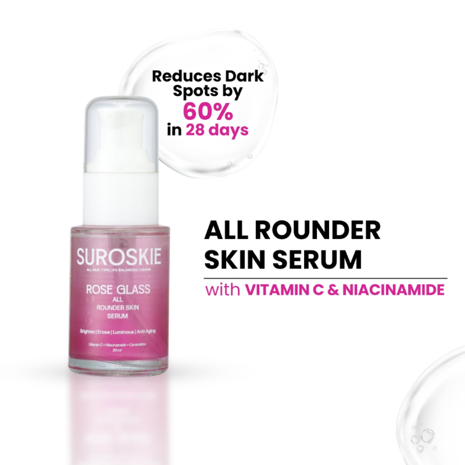 SUROSKIE Rose Glass Face Serum For Glowing & Bright Skin