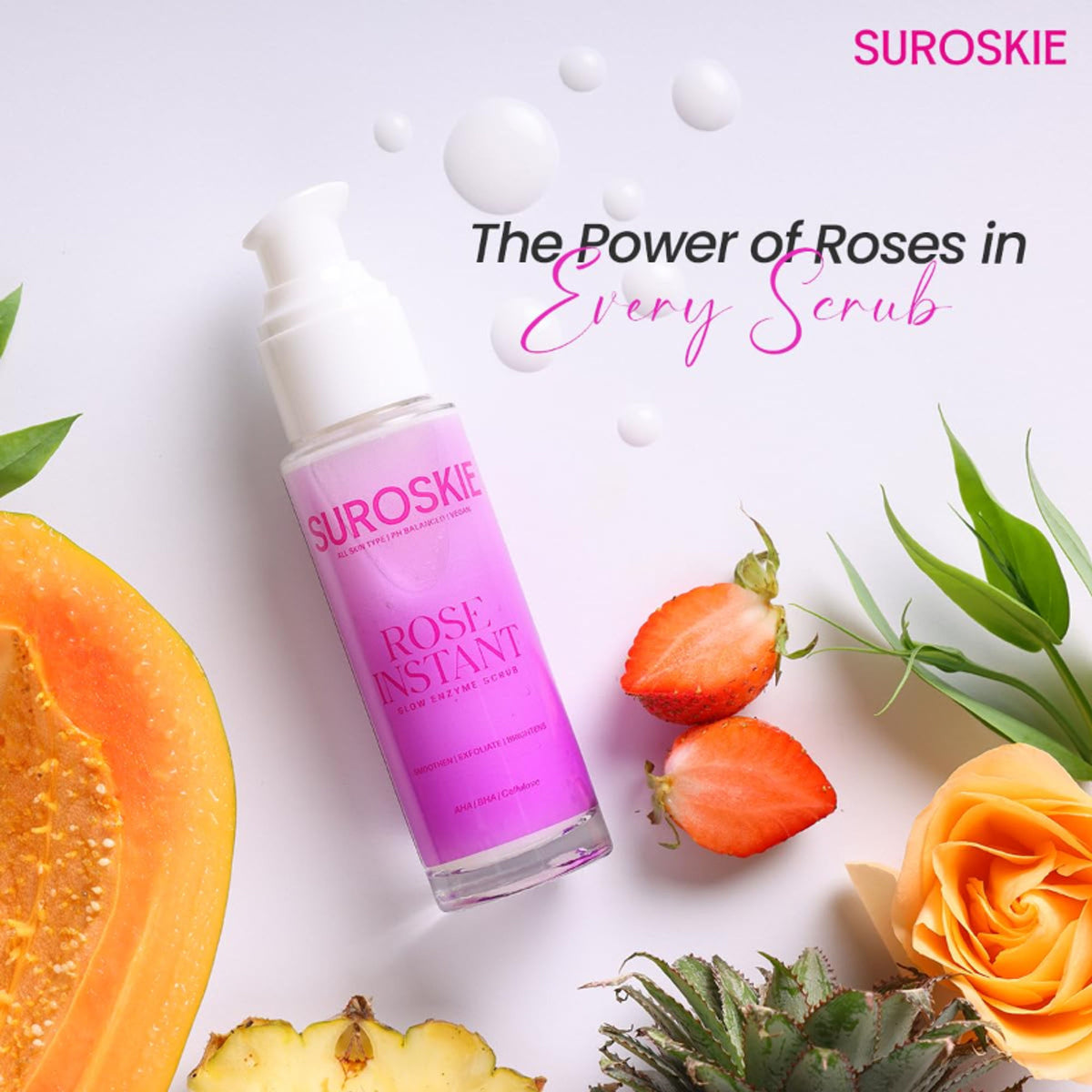 SUROSKIE Rose Enzyme Face Scrub Clears Pores & Brightens Skin