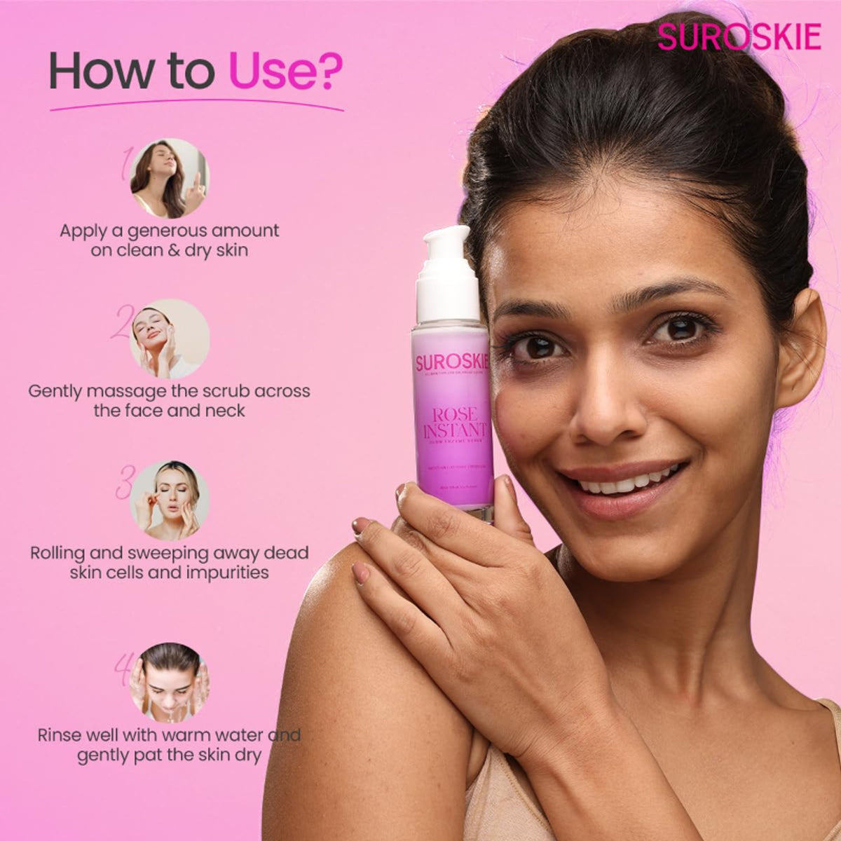 SUROSKIE Rose Enzyme Face Scrub Clears Pores & Brightens Skin