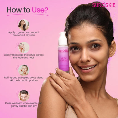 SUROSKIE Rose Enzyme Face Scrub Clears Pores & Brightens Skin