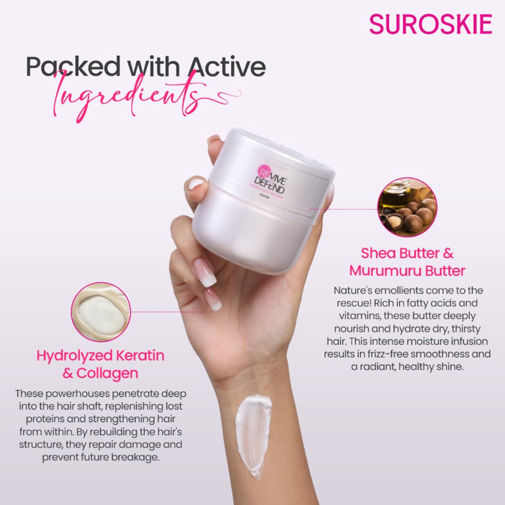 SUROSKIE Revive & Defend Hair Mask For Dry Frizzy & Damaged Hair
