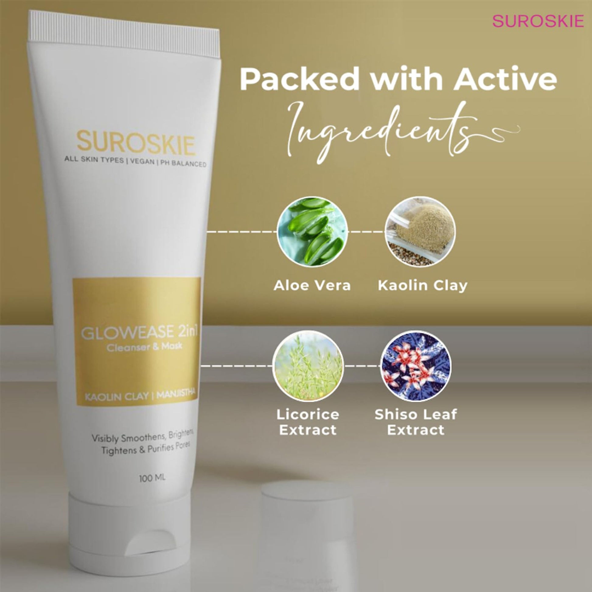SUROSKIE GlowEase 2 in 1 Cleanser & Mask For Glow & Hydration