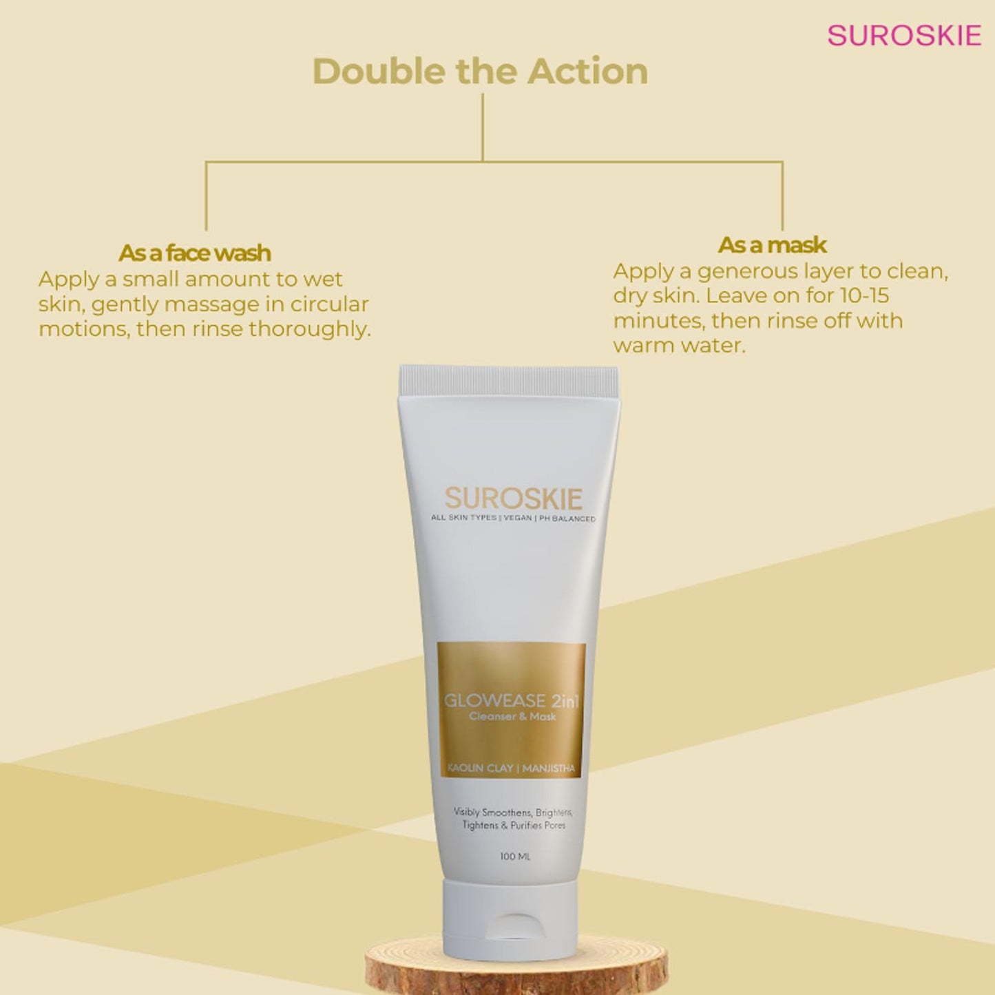 SUROSKIE GlowEase 2 in 1 Cleanser & Mask For Glow & Hydration