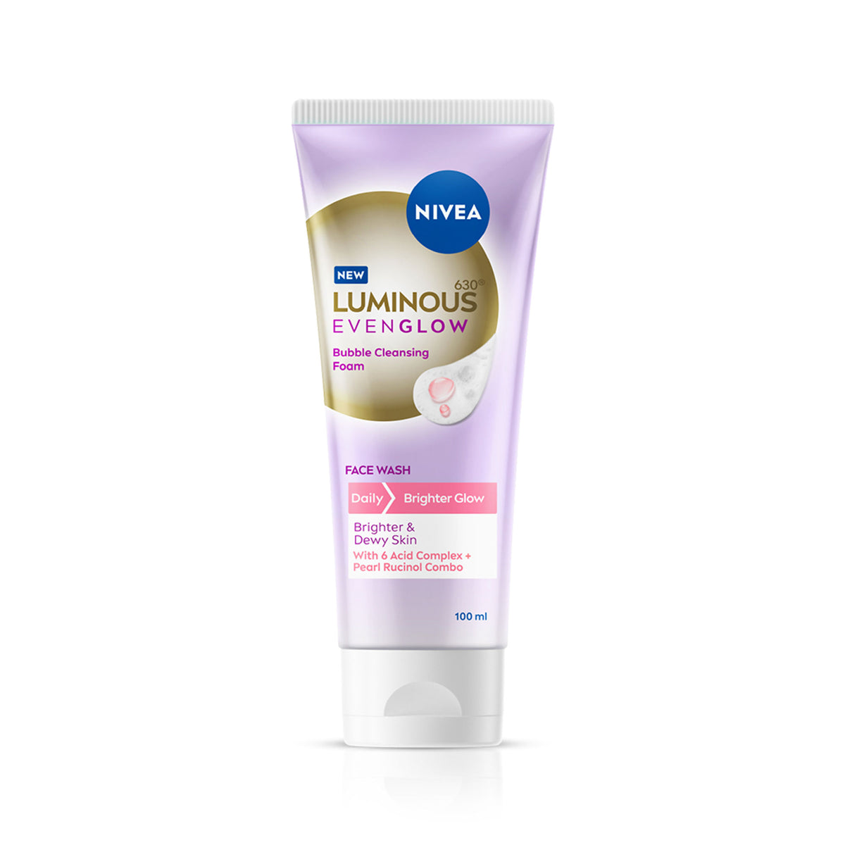 NIVEA Luminous Even Glow Bubble Foam Daily Gentle and Brightening Face Wash With 6 Acid complex