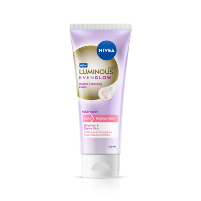 NIVEA Luminous Even Glow Bubble Foam Daily Gentle and Brightening Face Wash With 6 Acid complex