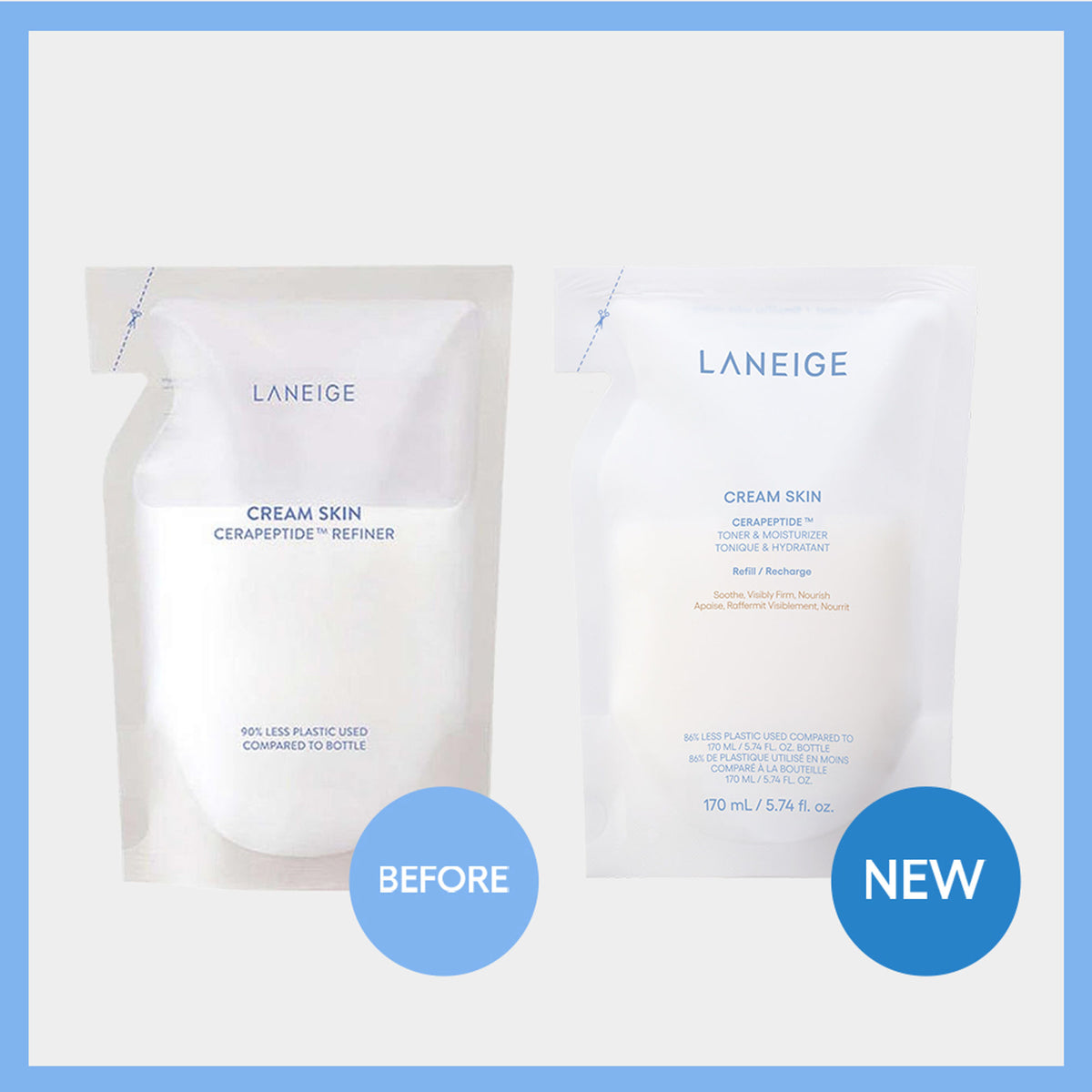 LANEIGE Cream Skin Cerapeptide Toner & Moisturizer Refill