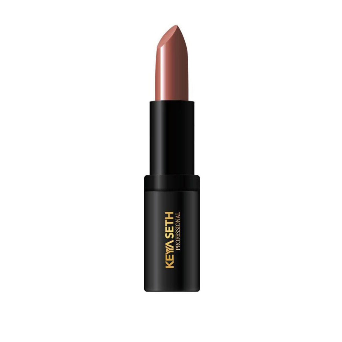 Keya Seth Aromatherapy professional matte lipstick in Light Bright Nude, showing the smooth nude lipstick bullet in a natural setting