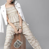 Dhiyona IE Women Off-White & Beige Printed Pure Cotton A-line Top with Trousers
