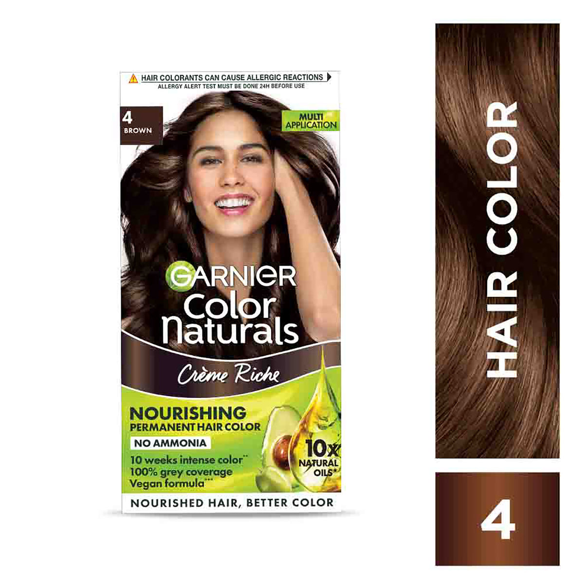 Garnier Hair Colouring Creme, Long-lasting, Smoothness, Shine, Color Naturals, Shade: 4 Brown