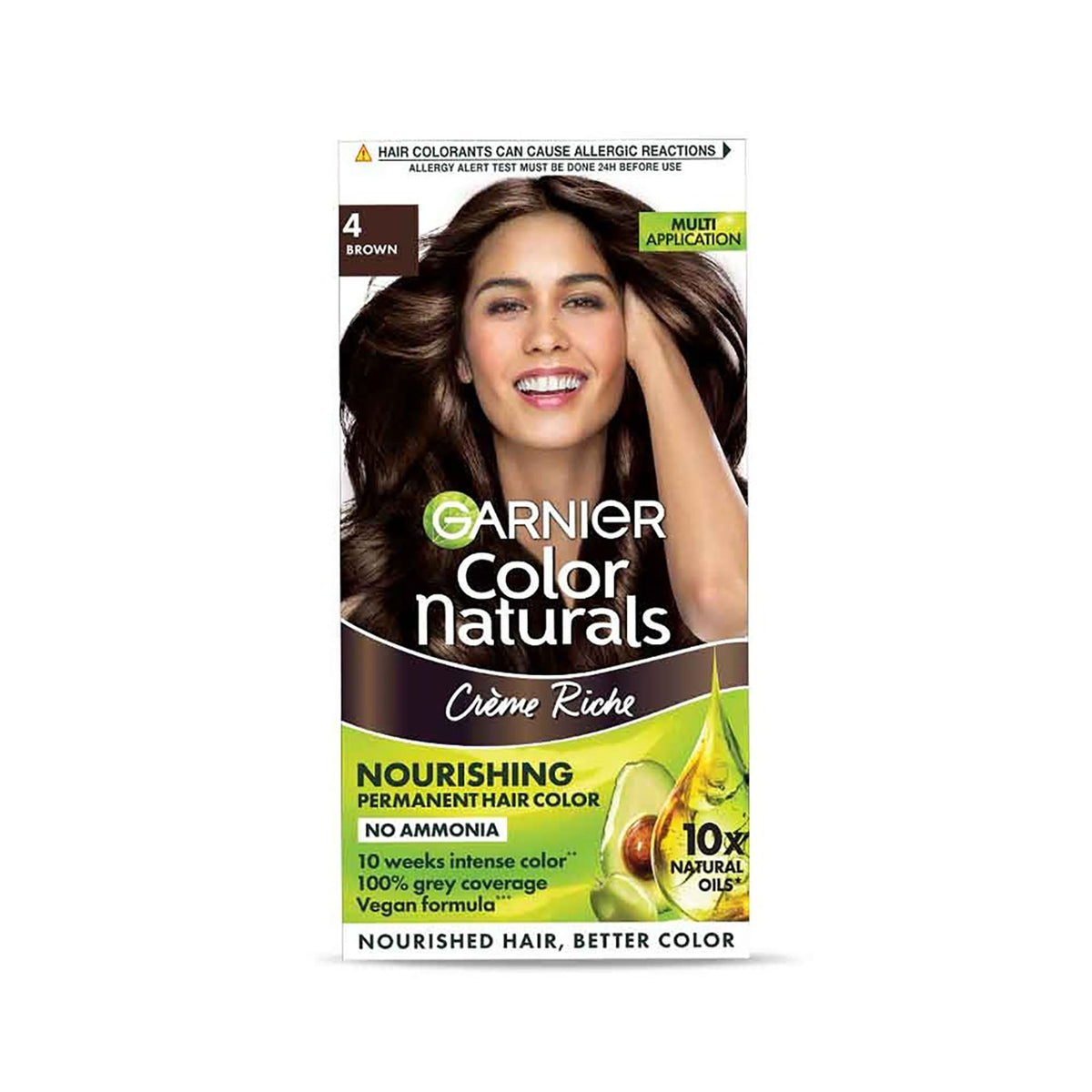 Garnier Hair Colouring Creme, Long-lasting, Smoothness, Shine, Color Naturals, Shade: 4 Brown