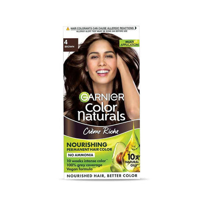 Garnier Hair Colouring Creme, Long-lasting, Smoothness, Shine, Color Naturals, Shade: 4 Brown
