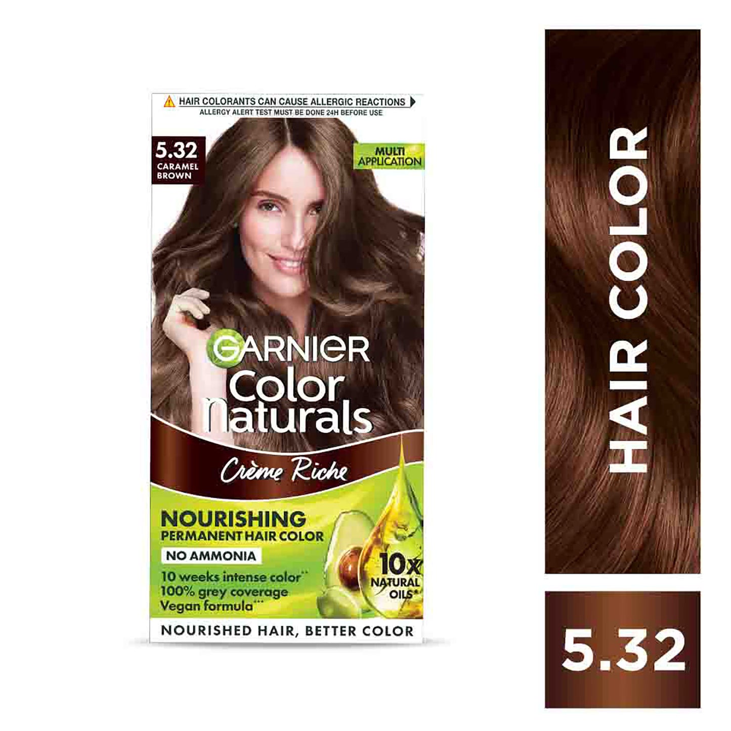 Garnier Hair Colouring Creme,Long-lasting,Smoothness & Shine,Color Naturals,Shade:5.32 Caramel Brown