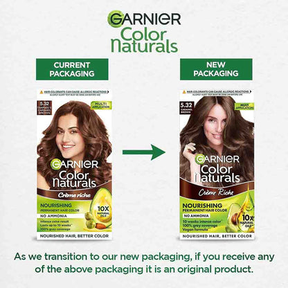 Garnier Hair Colouring Creme,Long-lasting,Smoothness & Shine,Color Naturals,Shade:5.32 Caramel Brown