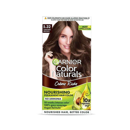 Garnier Hair Colouring Creme,Long-lasting,Smoothness & Shine,Color Naturals,Shade:5.32 Caramel Brown