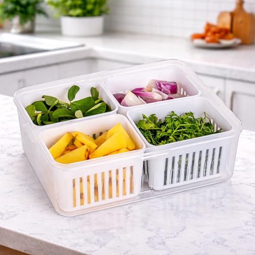 HomeWiz Fridge Storage Containers 2000ml 4-Grid