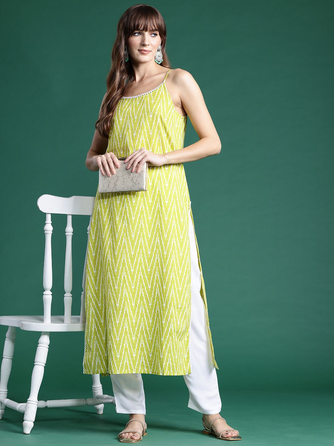 Dhiyona IE Chevron Printed Pure Cotton Kurta
