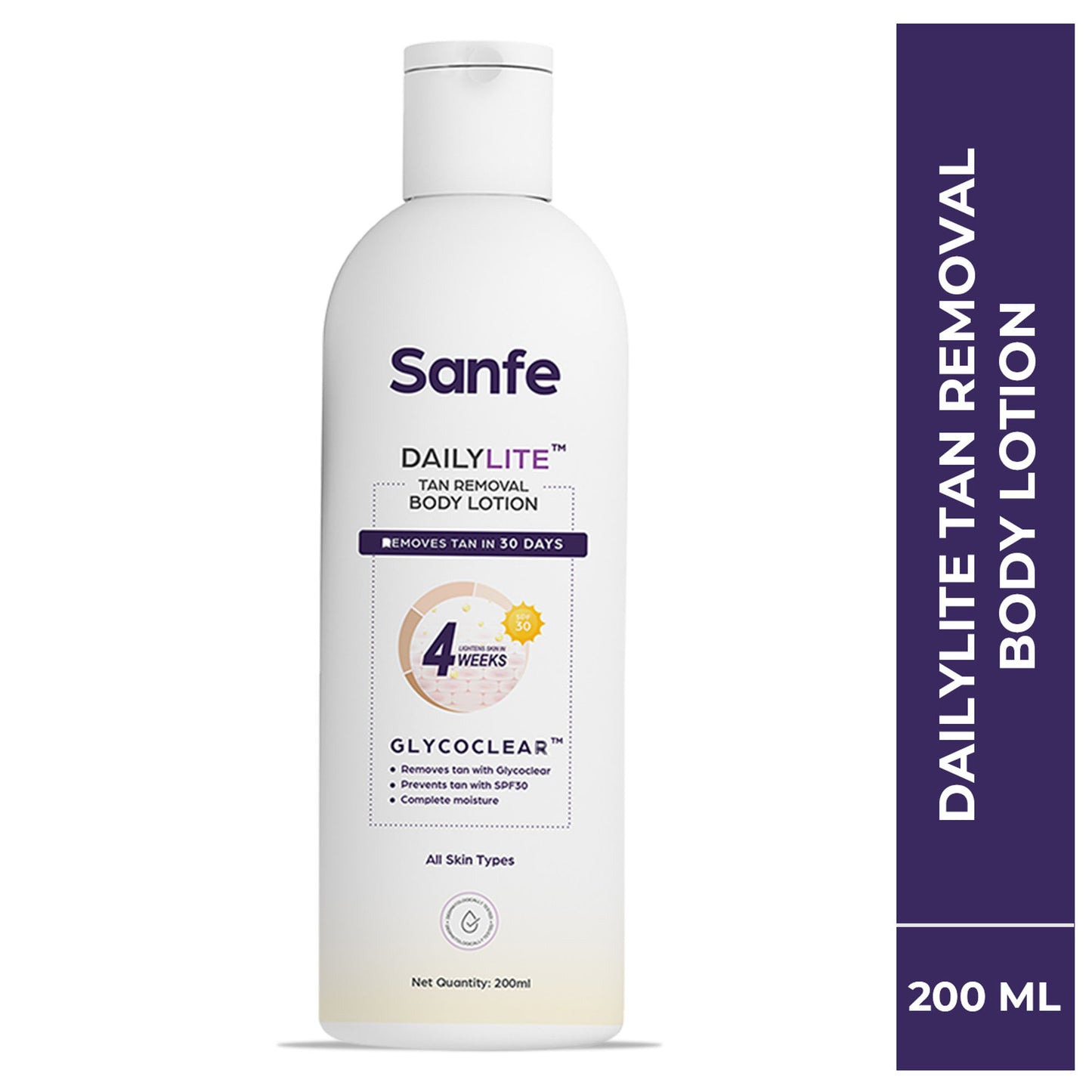 Sanfe Dailylite Tan Removal Body Lotion For Women Remove Tan With SPF 30 Body Moisturizer Cream
